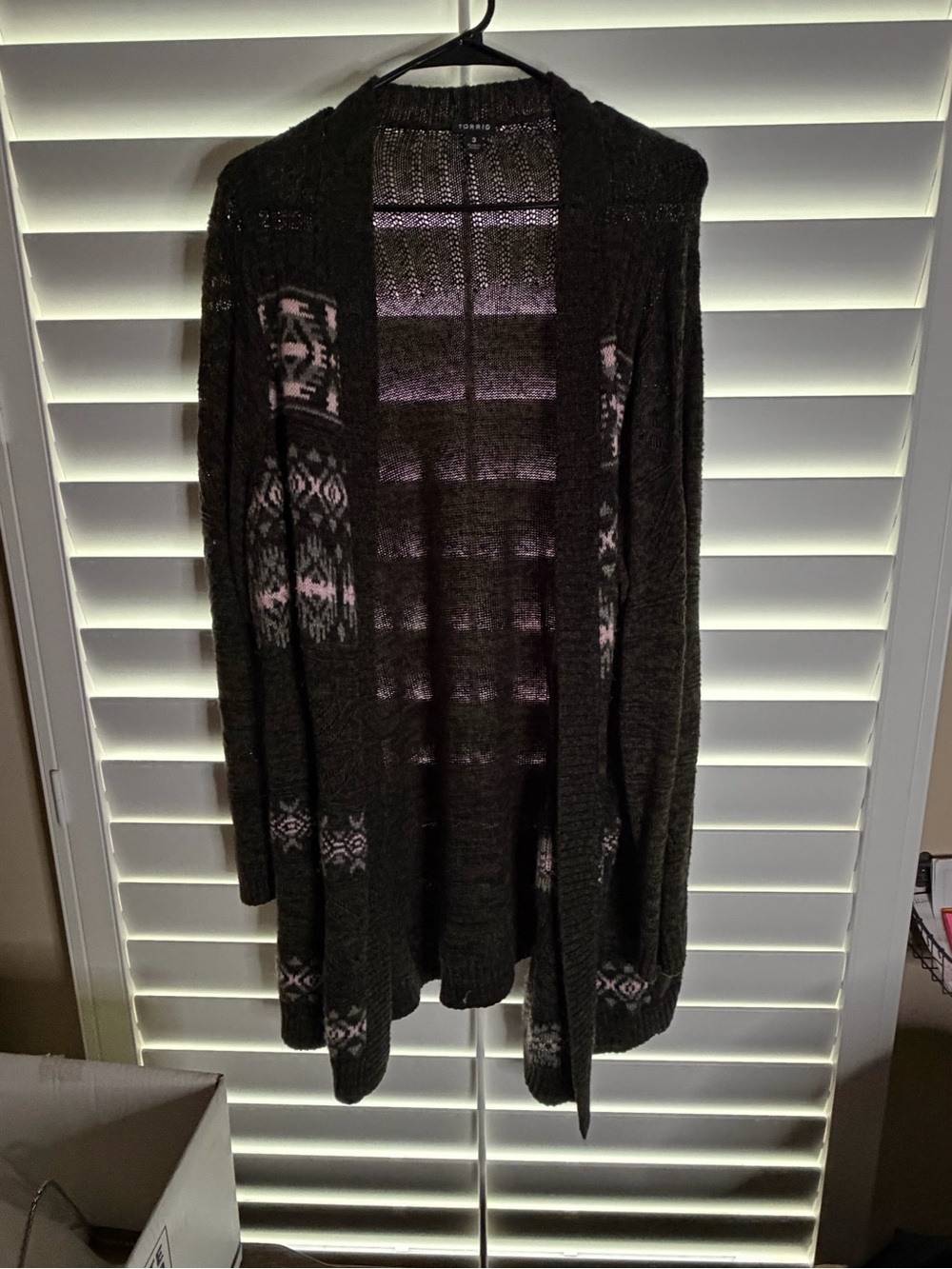 torrid Black Cardigan with Pink Fair Isle Accents